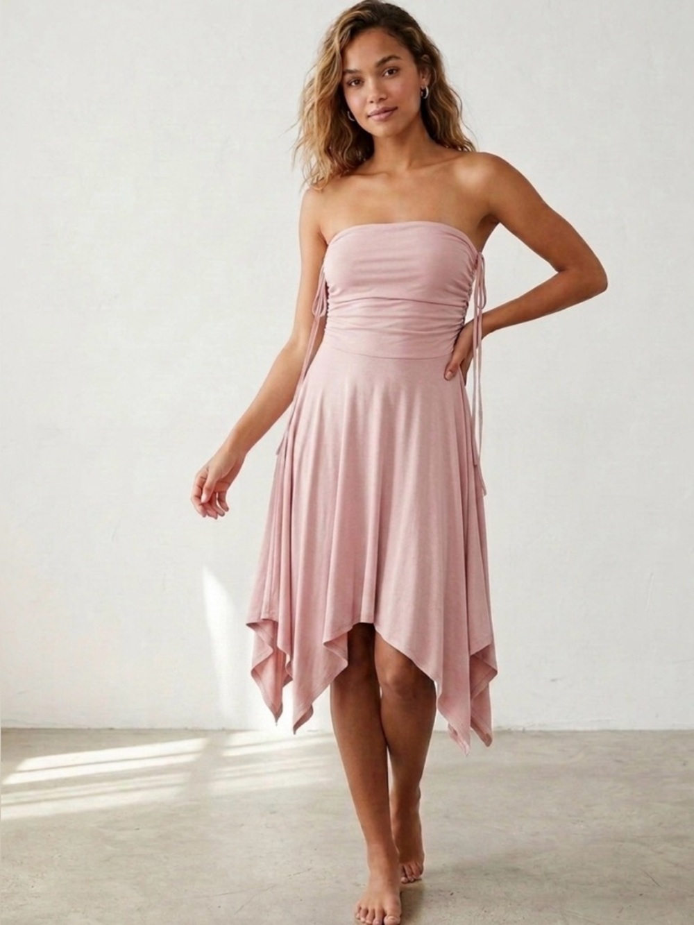 NWOT Free People Beach Blush Pink Strapless Dress Flowy Size XS
